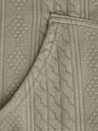 Men's V-neck Knitted Cardigan with 3D Embossed Jacquard Design, Simple and Mature Light Style, Spring/Autumn Regular Fit, Button Closure with Side Pockets, Blended Knit Fabric, Multi-color Casual Outerwear for Home, Outings, Dates, and Commuting - Khaki