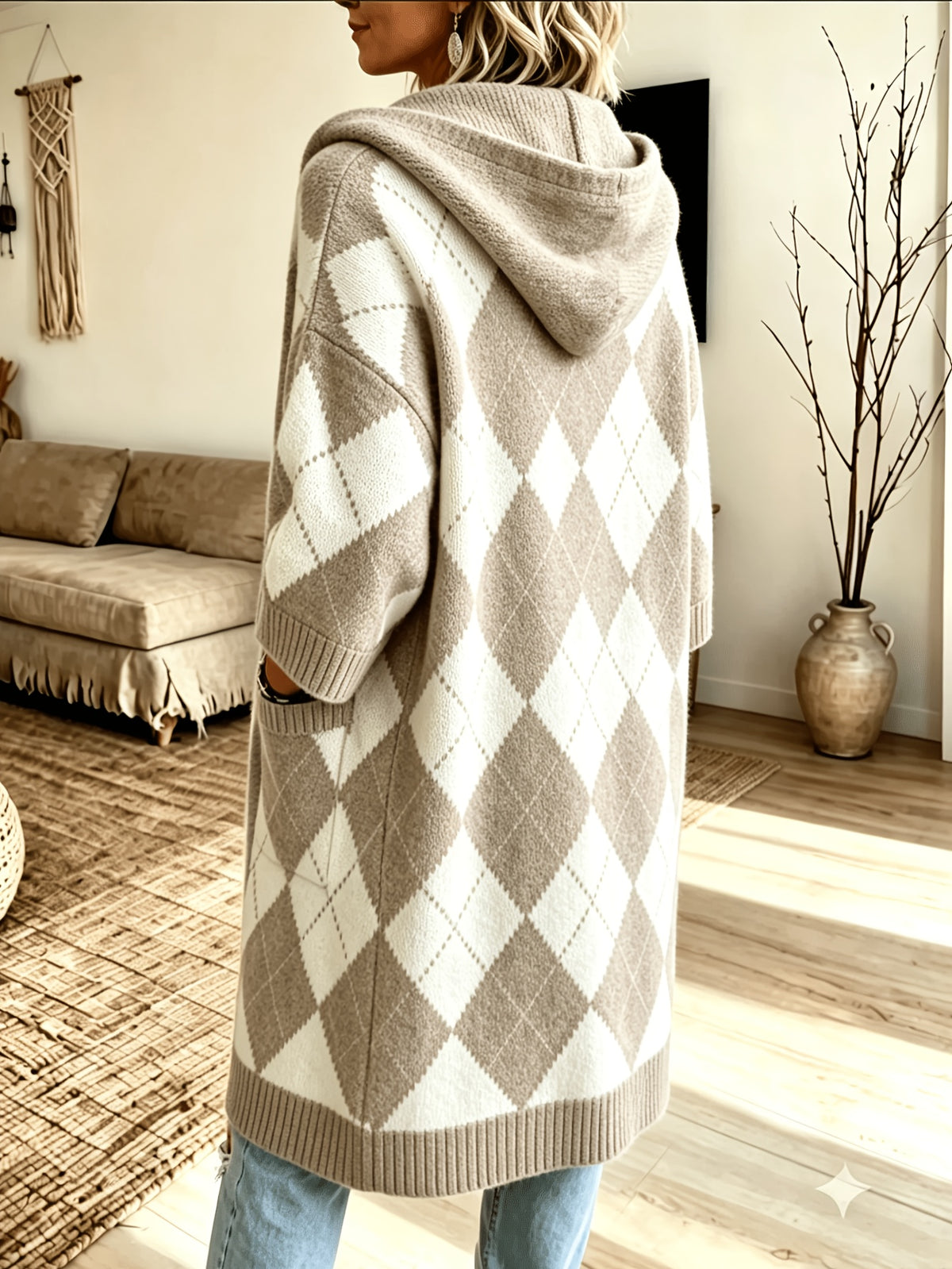 Plus Size - Women'S Elegant Casual Cute Lapel Spring Autumn Winter Soft Warm Gentle Sweater Long Sleeve Jacket Knitwear Jacket Comfortable Soft Warm Beautiful Knitwear - Khaki