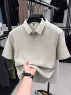 Minimalist Urban Short-Sleeve Polo Shirt for Portable Daily Commuting - Gray Coffee