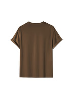 Men's T-Shirt with Letter A Print - Casual Wear - Light Brown-1