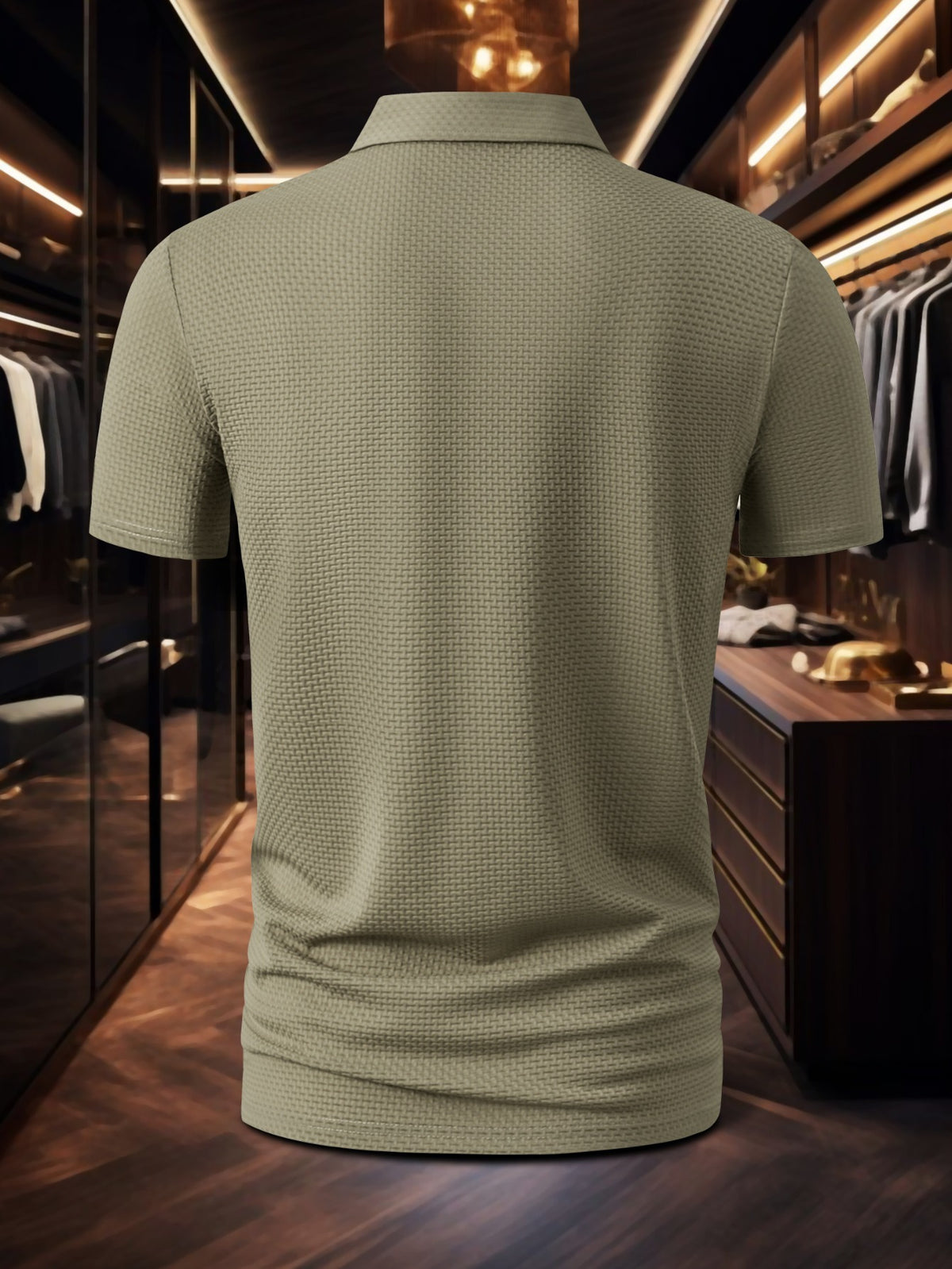 New Fabric Men'S Top, Printed Polo Shirt with Pleat-Press Craft, Premium Summer Sports-Casual Short-Sleeve Solid-Color T-Shirt, Half-Sleeve Top, Ideal for Golf, Fishing, Basketball, Fitness, And Beach Occasions - Khaki