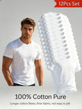 12pcs Set Pure Short Sleeve Soft Skin-Friendly Cloud-Like Fit Sports Casual Everyday Versatile No Limit Easy Design High-End Feel Cost-Effective Understand Life - White