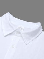 MILANO Slightly Relaxed Fit Washed Textured Linen Shirt, Niche Minimalist Text Print, Versatile Long-Sleeve Top for Mature Young Men - White