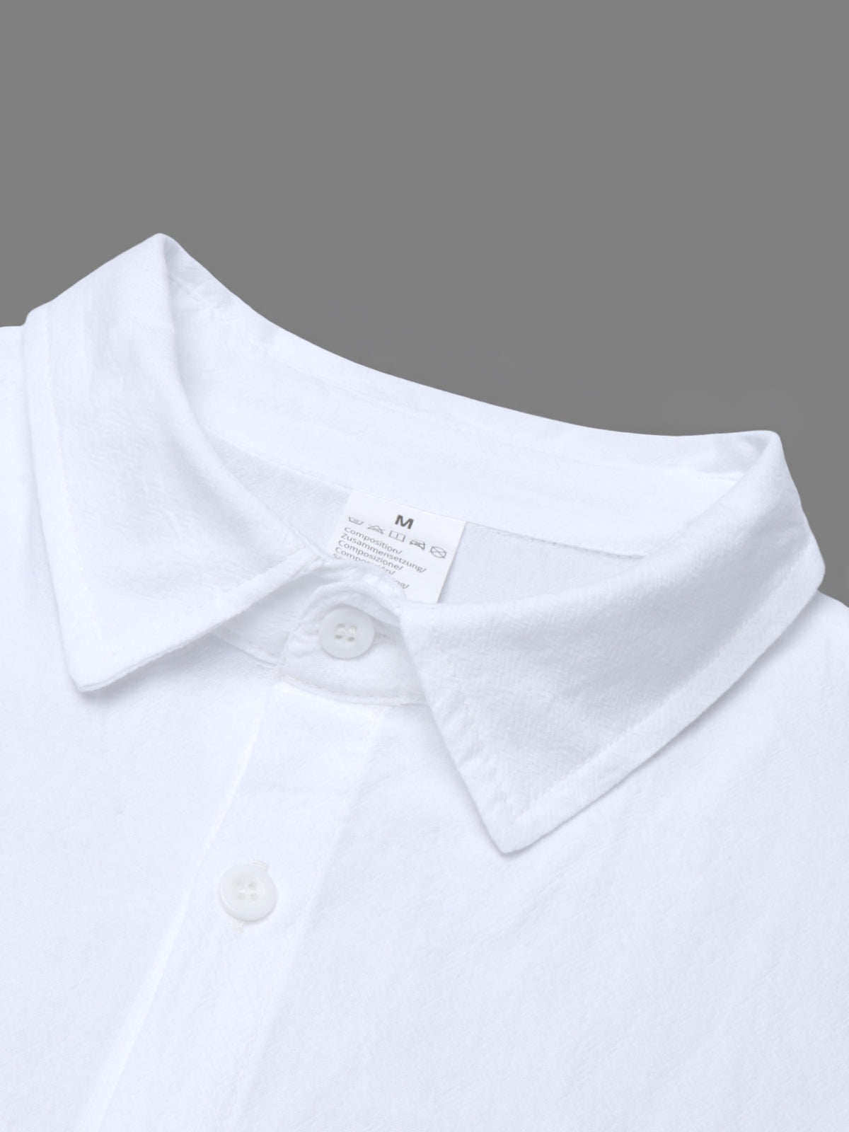 MILANO Slightly Relaxed Fit Washed Textured Linen Shirt, Niche Minimalist Text Print, Versatile Long-Sleeve Top for Mature Young Men - White