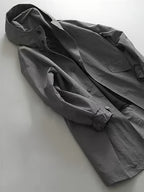 Men's Mid-Length Trench Coat for Spring/Autumn, Japanese-Style Minimalist Light Luxury Fashion, High-End Gray Long Hooded Trench Coat - Dark Gray
