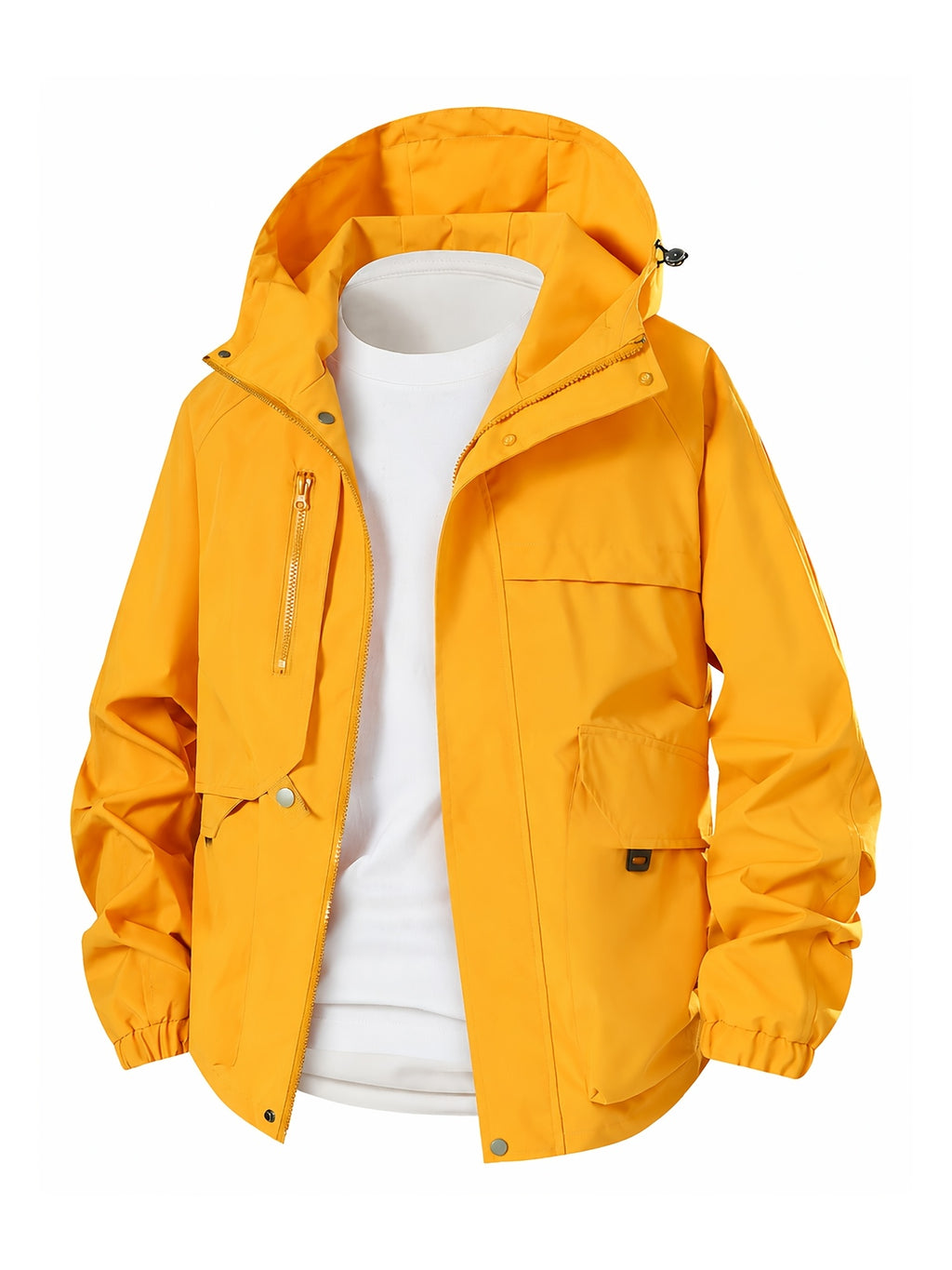 Men'S Lightweight Hooded Softshell Jacket - a Classic, Rugged, And Casual Full-Zip Coat with Multiple Pockets. Suitable for Hiking, Camping, Travel, And Daily Commuting; Ideal for Spring, Summer, And Autumn Wear. A Great Gift Choice for Men - Orange