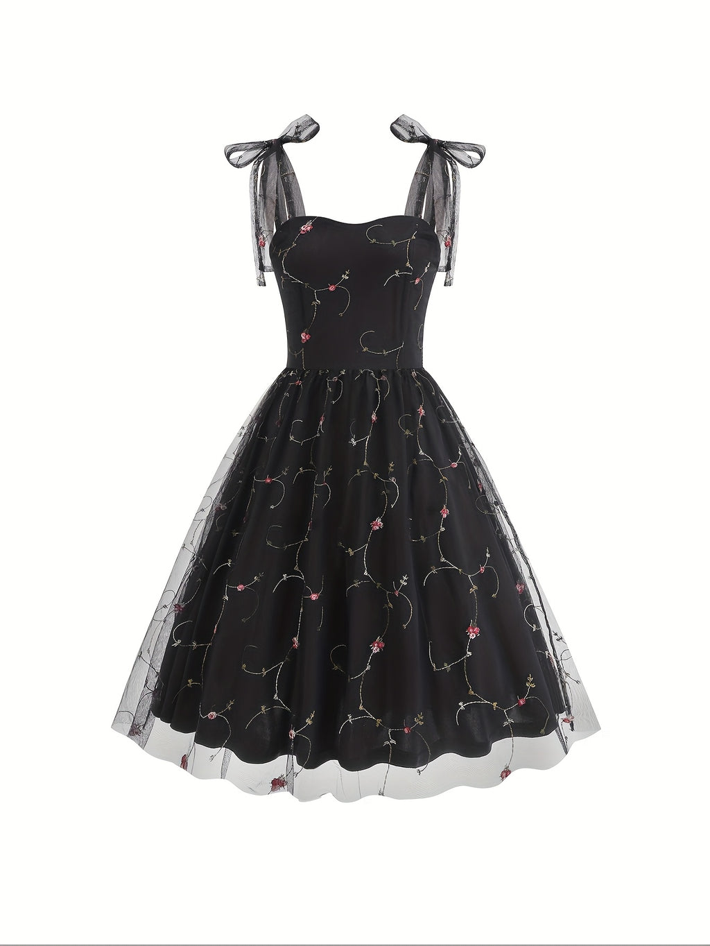Women'S Princess Dress, Chic Summer Waist-Cinching Tube Top Hepburn Style Cami Dress, Vintage - Black