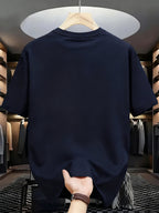 Men's New 100% Cotton T-Shirt with MINIMAL Print, Comfortable, Soft, and Breathable for Summer Casual Daily Wear - Navy blue color