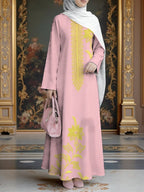 Women's Middle Eastern Style Muslim Elegant Thobe Dress, Suitable for Malaysia, Dubai Ethnic Long Dress, Straight Cut Loose Fit, for Festivals, Visiting Family, and Worship, Smooth and Wrinkle-Resistant, Non-Embroidered, Dignified and Grand Arab - Mixed colors