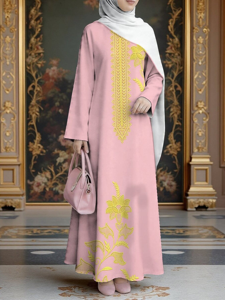 Women's Middle Eastern Style Muslim Elegant Thobe Dress, Suitable for Malaysia, Dubai Ethnic Long Dress, Straight Cut Loose Fit, for Festivals, Visiting Family, and Worship, Smooth and Wrinkle-Resistant, Non-Embroidered, Dignified and Grand Arab - Mixed colors
