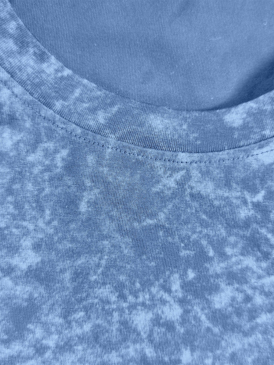 Versatile Basic 3pcs Set Distressed Long-Sleeve Men's Washed Crew Neck Daily Commute Casual Long-Sleeve Top - Black+light Blue+green
