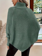 NIAN Premium Solid Color Long Sleeve Sweater Women'S Fashion High Neck Pullover - Green