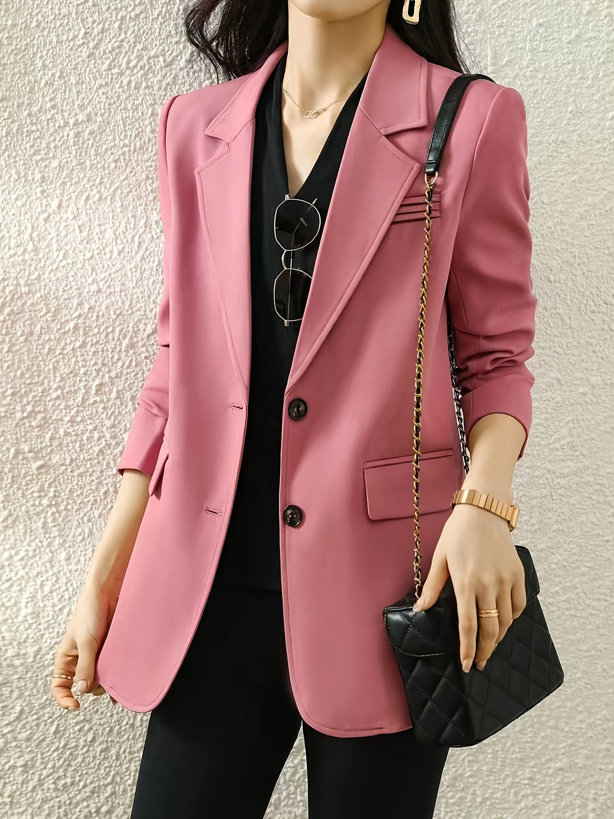 Women's Designer Blazer, 2026 New Style, Casual and Elegant Korean-Style Lapel Suit Jacket - Peach