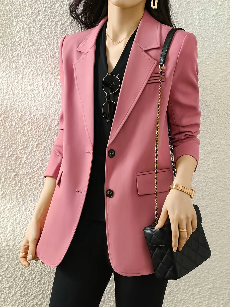 Women's Designer Blazer, 2026 New Style, Casual and Elegant Korean-Style Lapel Suit Jacket - Peach