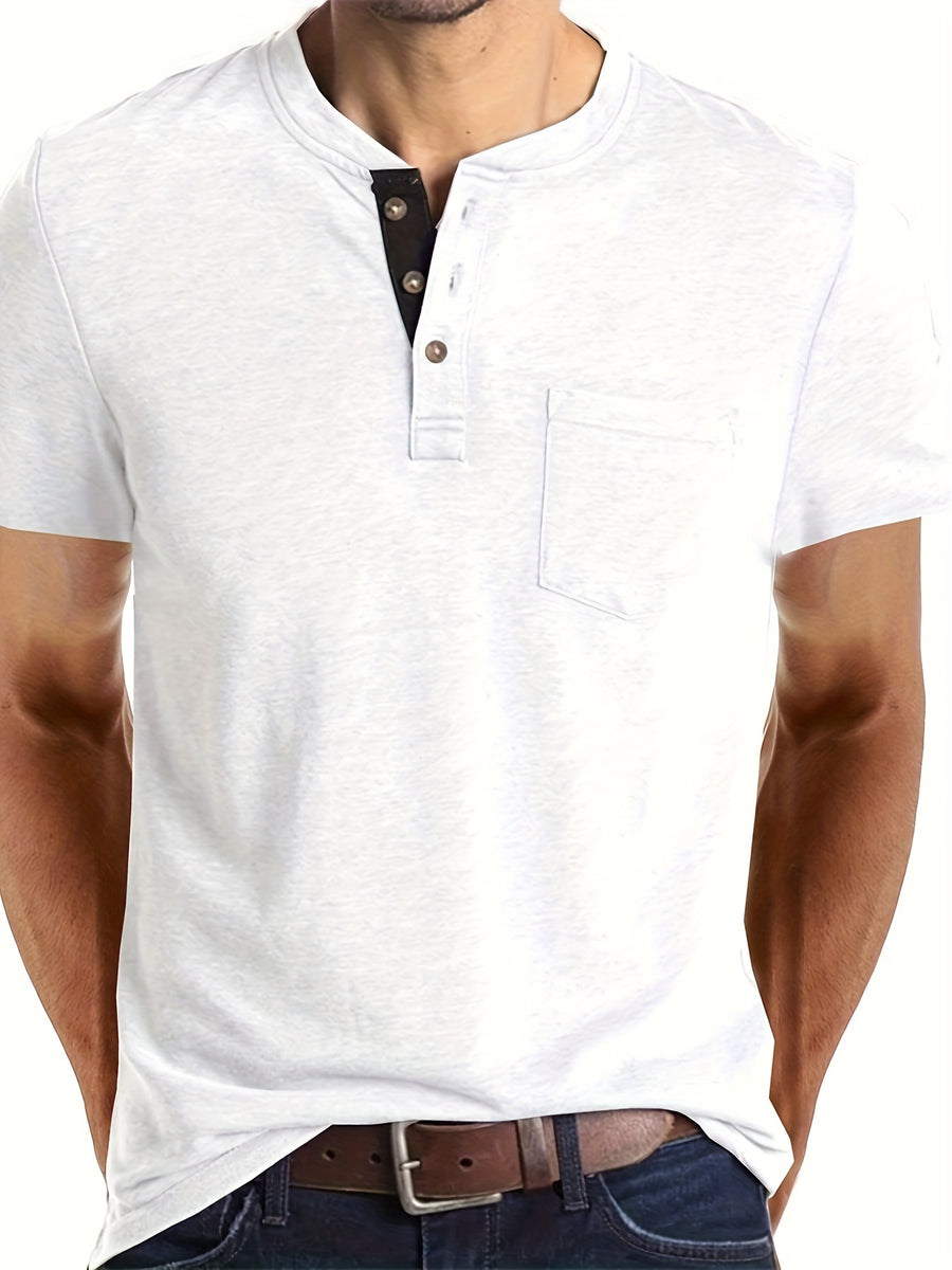 Summer Henry Short Sleeve Two-Piece Set - Sky Blue And White