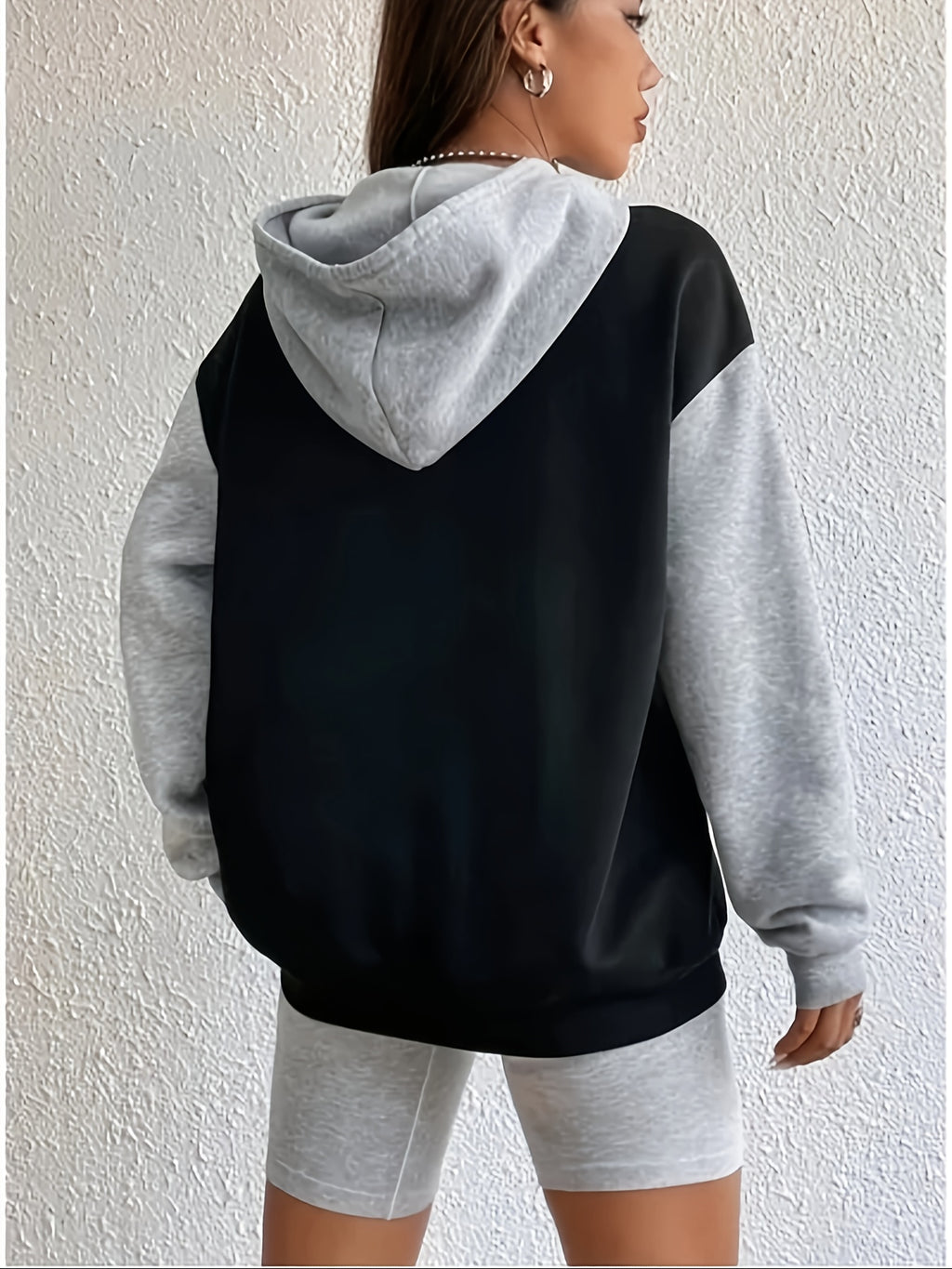 Women'S Fashion Hoodie - Black+Grey