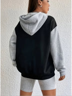 Women'S Fashion Hoodie - Black+Grey