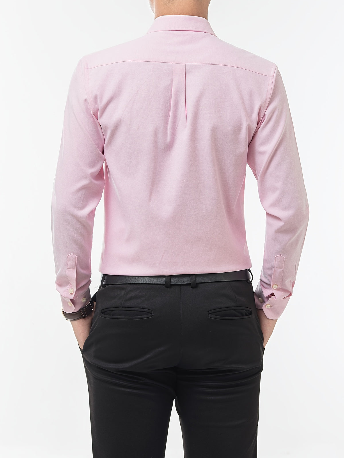 Men'S Long Sleeve 60 Oxford Dress Shirt, Casual - Pink Color