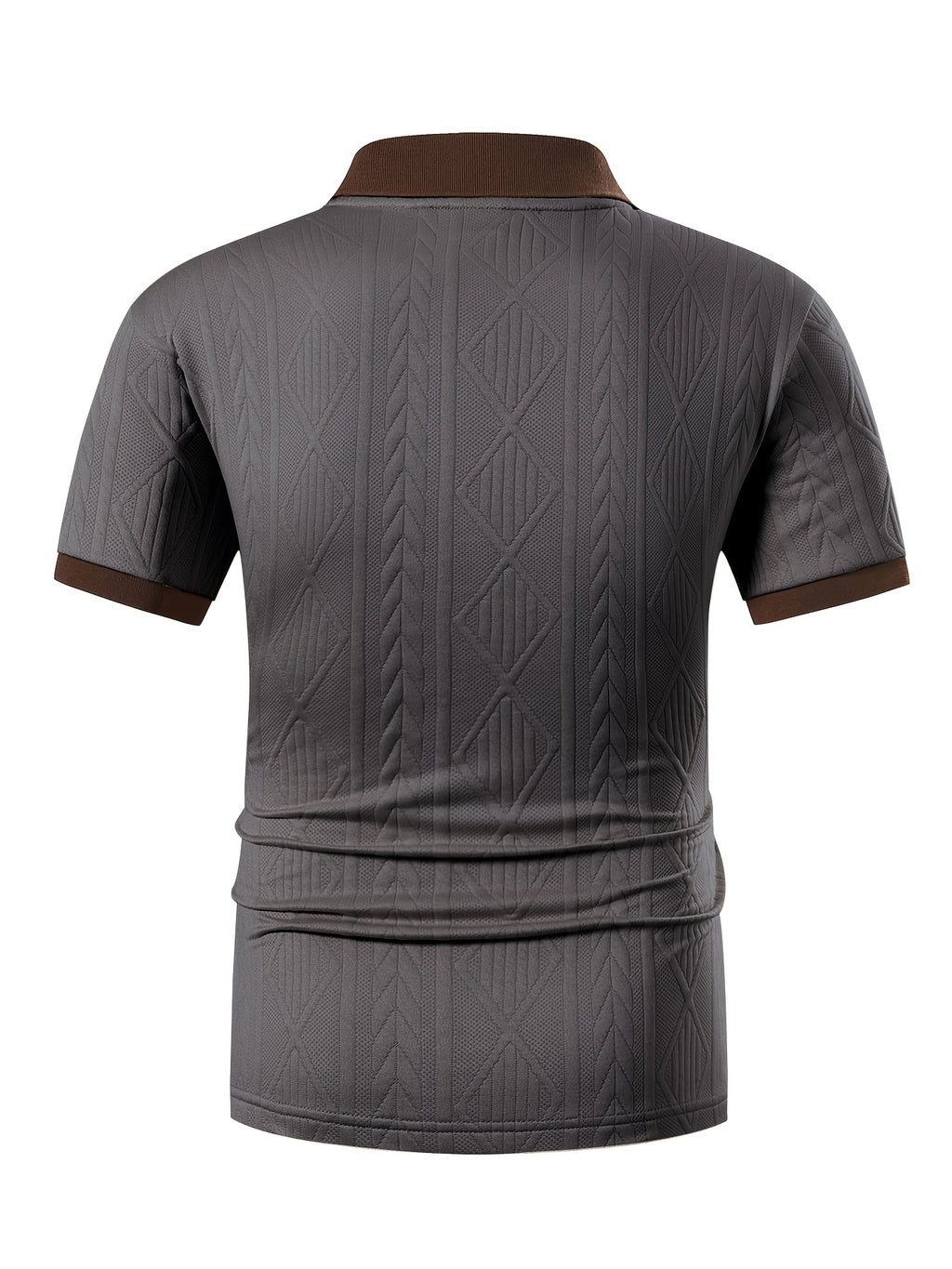 Men'S Fashion Polo Shirt, Golf Character 3D Pattern Print, Foamed Heavy Craft, Spring Summer Short Sleeve, Exquisite Jacquard Fabric, Comfortable And Skin-Friendly, Elegant Contrast Collar Design, Casual Trendy Versatile, Golf Wear, Premium T-Shirt - Grey