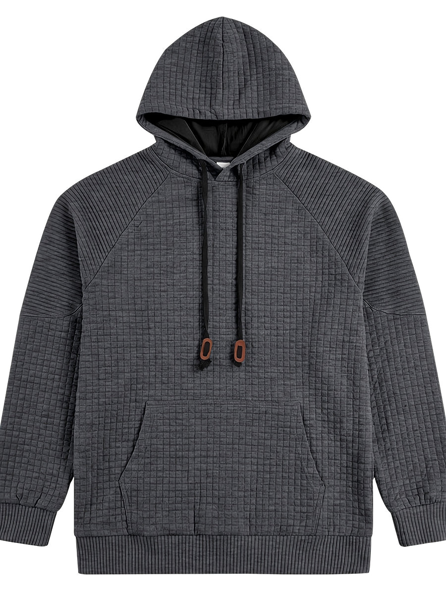 Maqiqi OBM Men's New Autumn/Winter Solid Color Warm and Comfortable Hooded Sweatshirt, Stylish and Versatile for Daily Casual, Work, Commuting, and Outdoor Activities - Dark Gray