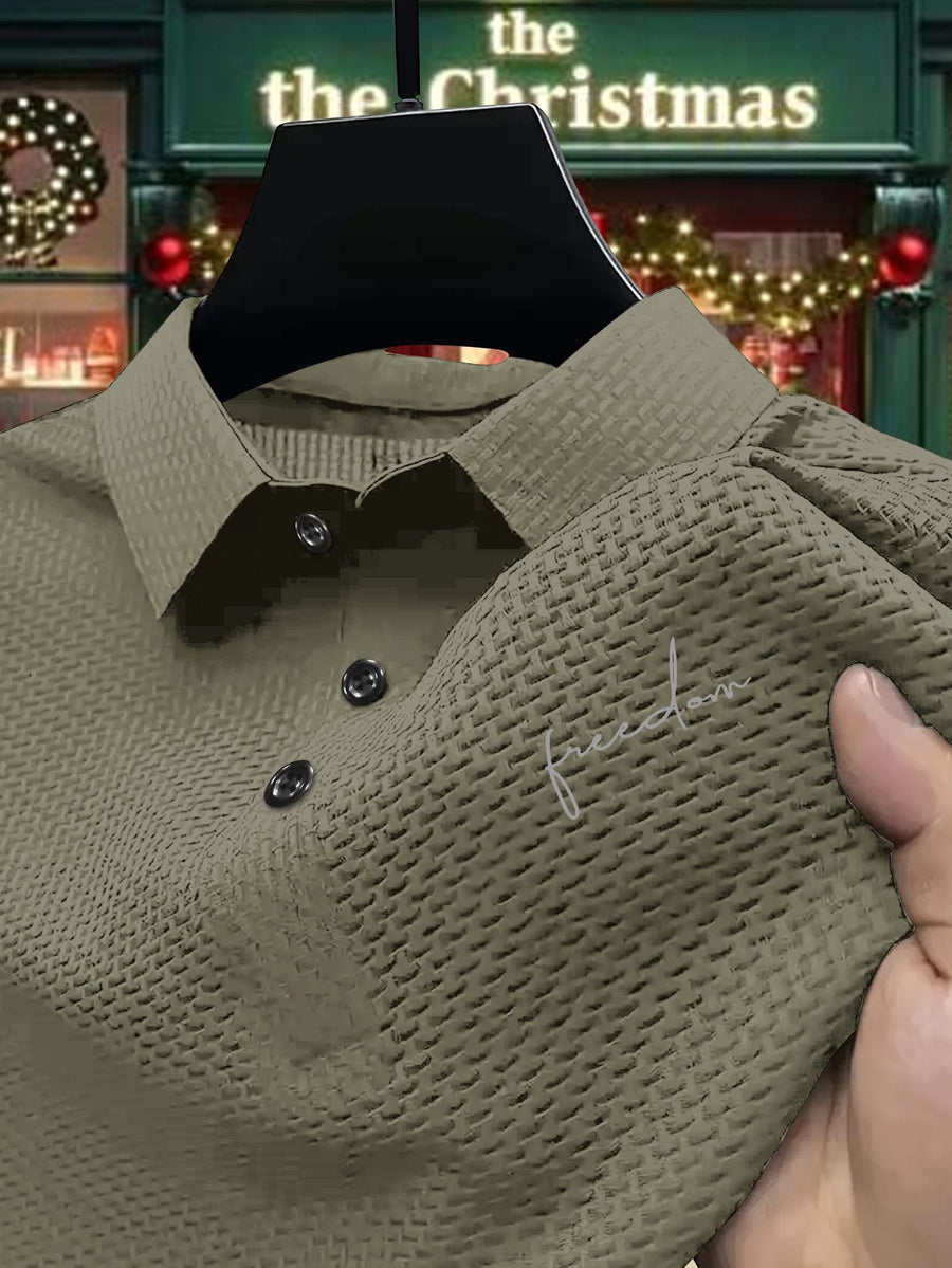New Fabric Men'S Top, Printed Polo Shirt with Pleat-Press Craft, Premium Summer Sports-Casual Short-Sleeve Solid-Color T-Shirt, Half-Sleeve Top, Ideal for Golf, Fishing, Basketball, Fitness, And Beach Occasions - Khaki