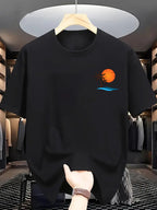Summer Men's Fashion Print Short Sleeve T-Shirt - Black