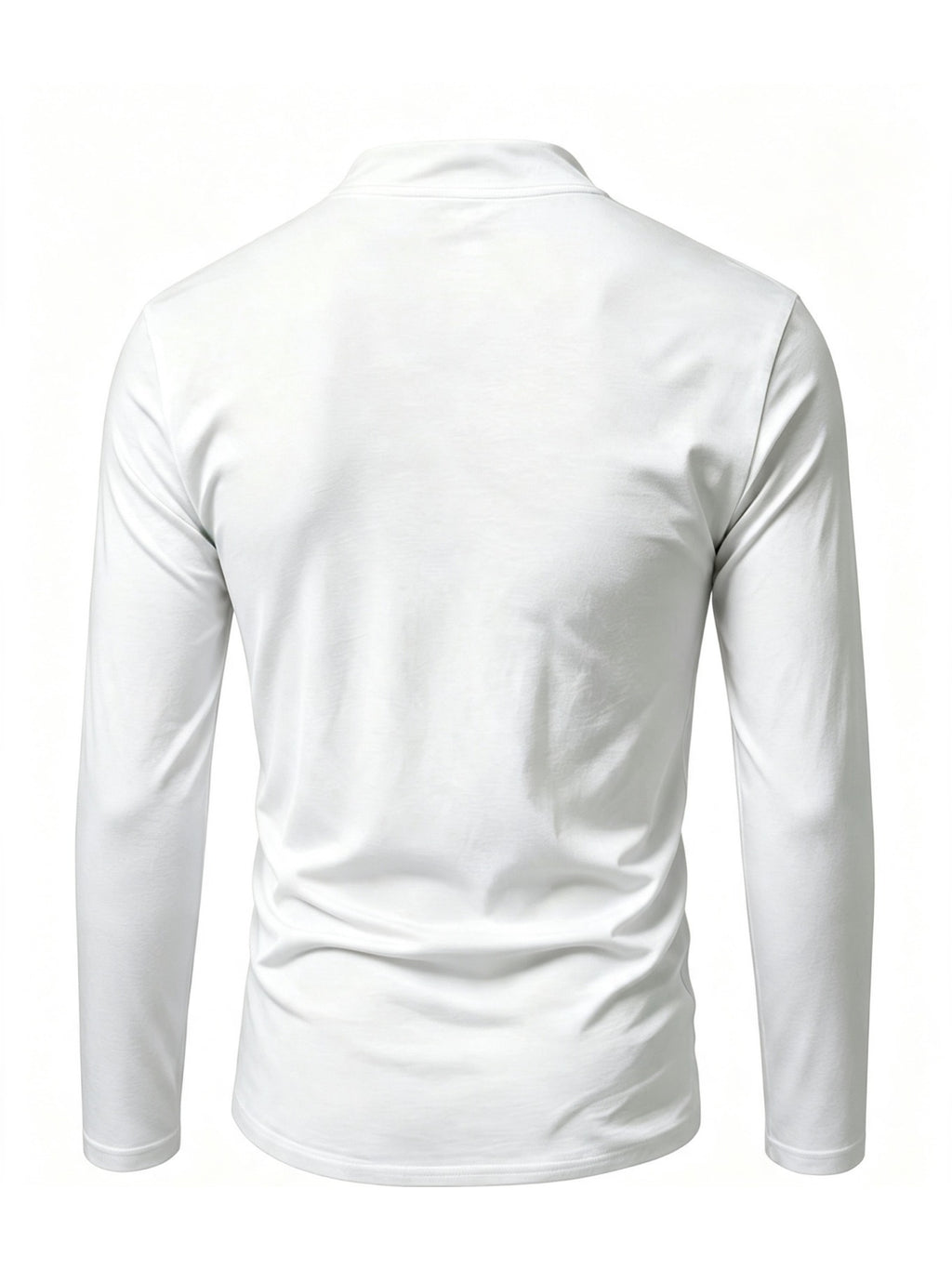 2026 New Men'S Stand Collar Cross-Strap Long Sleeve Shirt, Unique Cross-Strap Neckline Design Eye-Catching, Chest Repeating Letter Cartoon Print Trendy Individual, All-Season Wearable Inner Layer, Commute And Casual Versatile Top - White