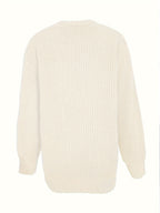 Casual V-Neck Single-Button Sweater Women'S Fall Winter Outerwear Top - Off-white