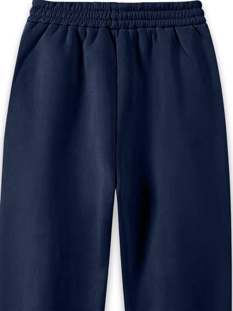 American High Street Style Mountain Triangle Geometric Three-Stripe Print Drawstring Ankle-Cinching Sweatpants for Women, Loose And, Jogging Pants, Soft And Comfortable, Non-Pilling, Versatile Casual Long Pants - Navy Color