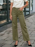 26SS Women'S Minimalist Light Green Wide Straight Casual Pants, Suitable for Everyday Wear, Versatile Long Pants - Matcha Color