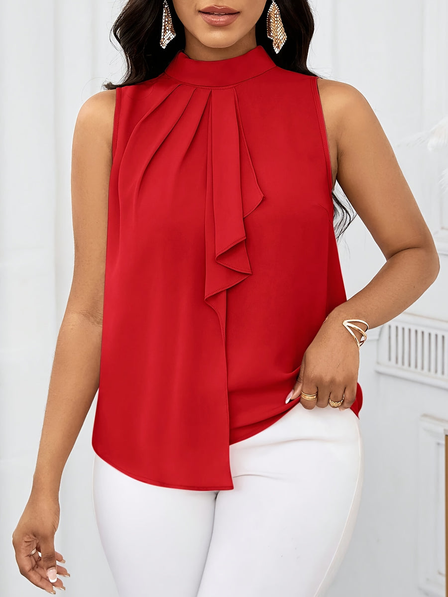 Women'S Fashion Sleeveless Short Sleeve Top - Red