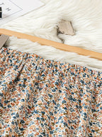 1pc Women's Floral Print Elastic High-waisted A-line Skirt - Multicolor