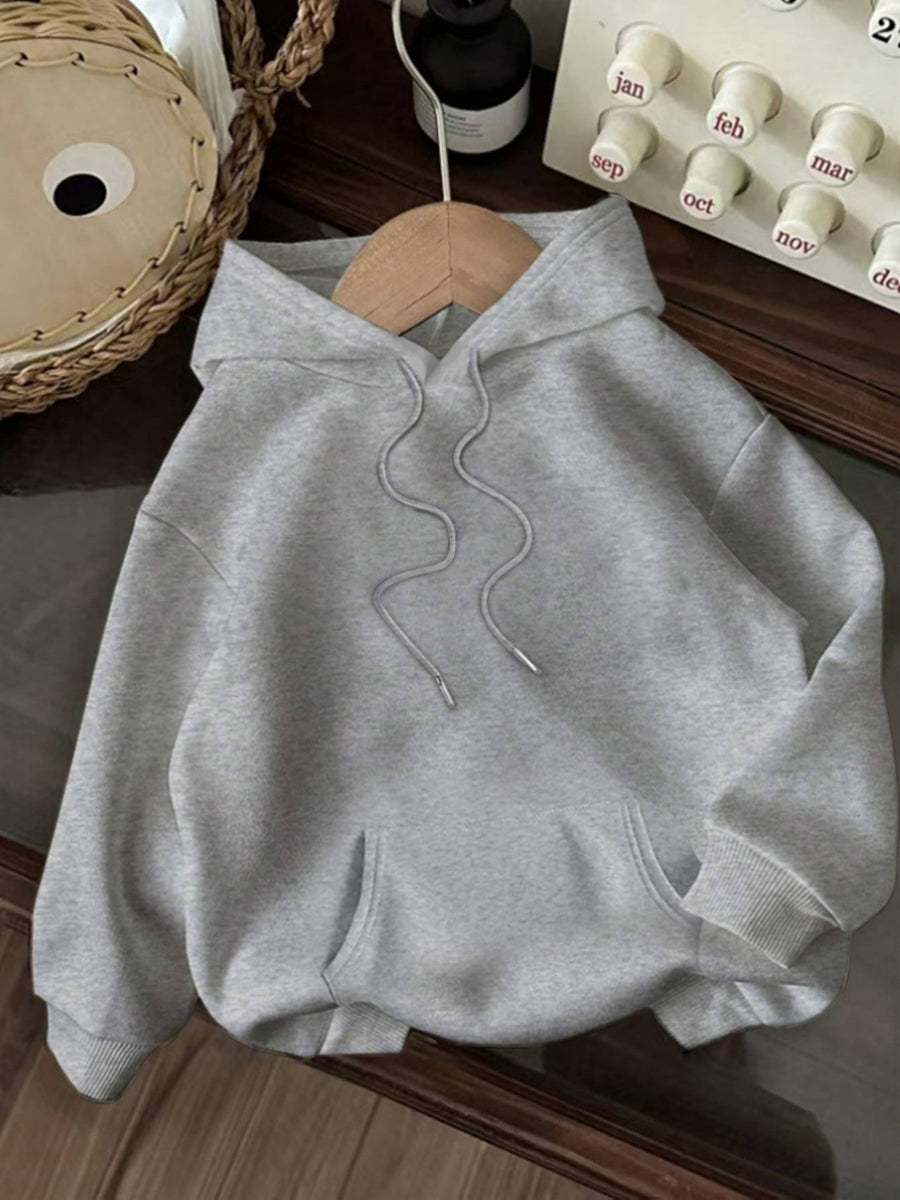 Graphic Print Hoodie Drawstring Casual Hooded Sweatshirt for Winter and Fall Women Is Clothing - Gray