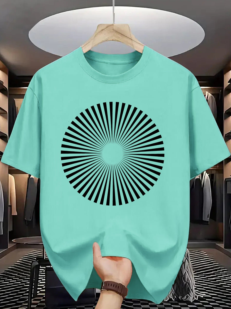 Trendy Printed T-Shirts for Men, Regular Standard Fit Comfortable Short Sleeve Casual Tee, Versatile Everyday Fashion Outfit Top - Lake Blue