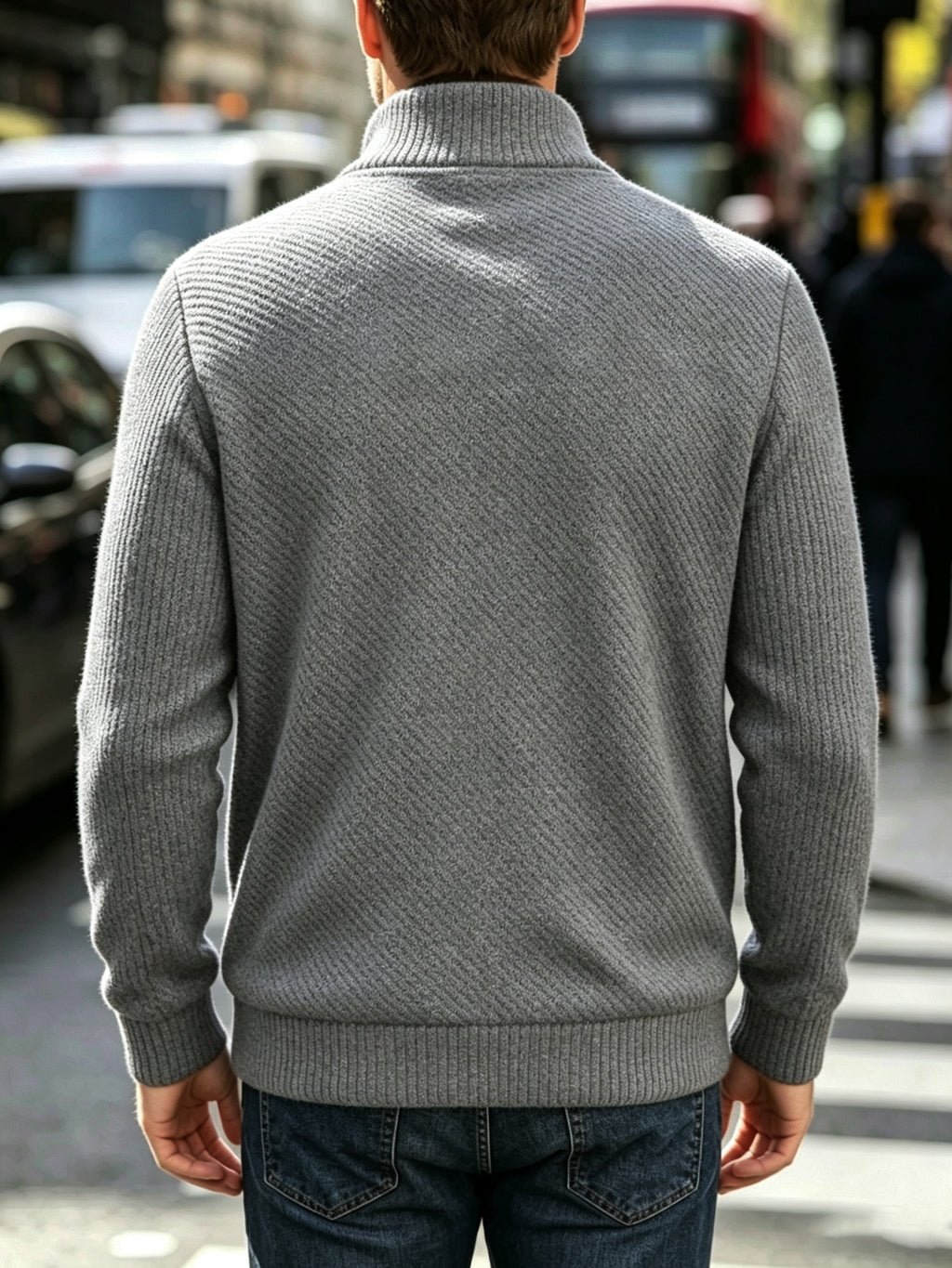 Men's New Spring/Autumn Baseball Collar Jacket, Fashionable Business Casual Outerwear, Versatile Long-Sleeve Jacket, Suitable for Office Workers and White-Collar Men for Casual Outings and Daily Commutes, Comfortable and Stylish Solid Color Jacket - Grey