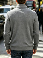 Men's New Spring/Autumn Baseball Collar Jacket, Fashionable Business Casual Outerwear, Versatile Long-Sleeve Jacket, Suitable for Office Workers and White-Collar Men for Casual Outings and Daily Commutes, Comfortable and Stylish Solid Color Jacket - Grey