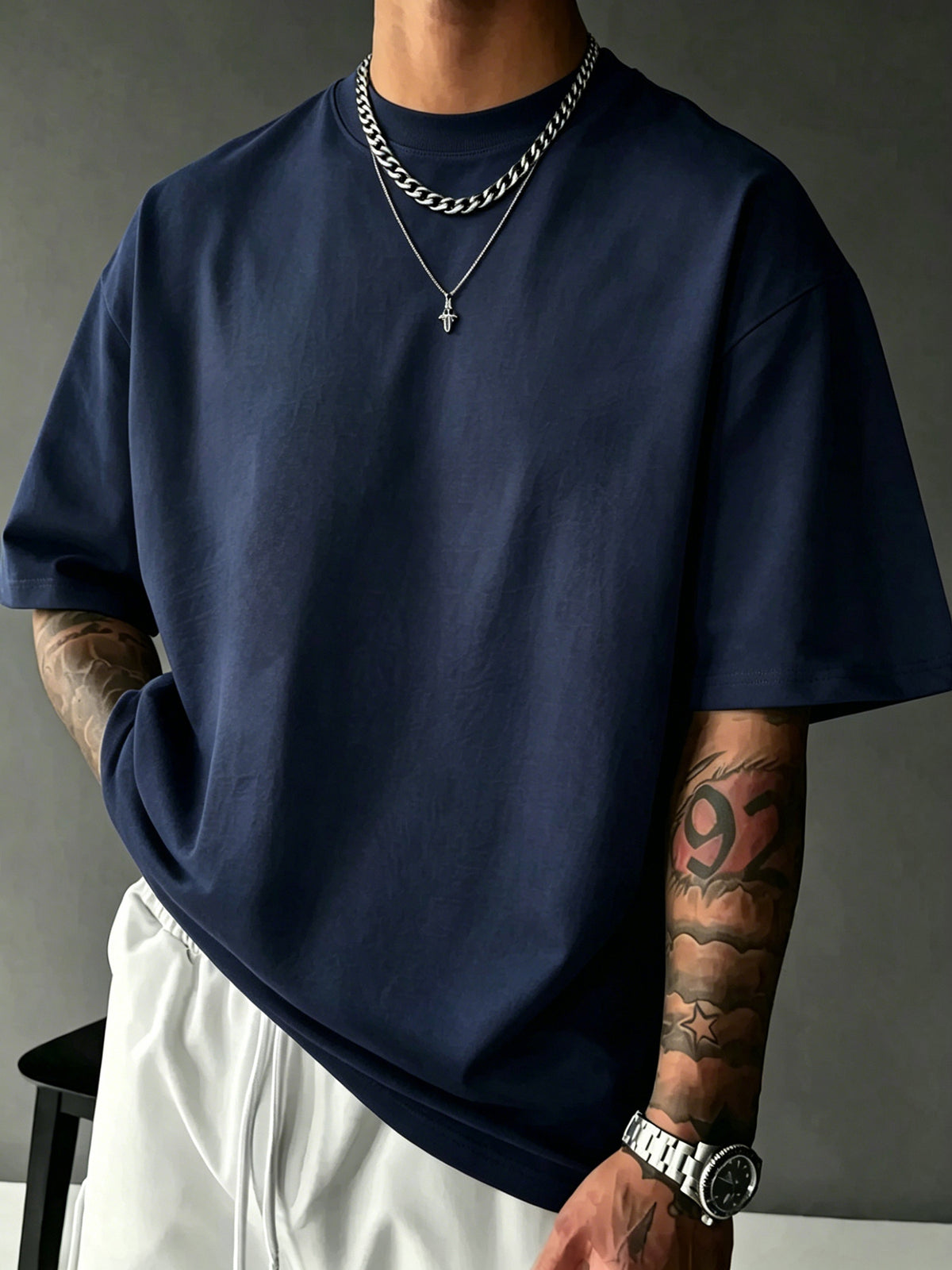 New Men'S 100% T-Shirt with I, TOLD, CHATGPT, ABOUT Print, Spring/Autumn Casual Comfortable Breathable Daily Streetwear - Navy blue color