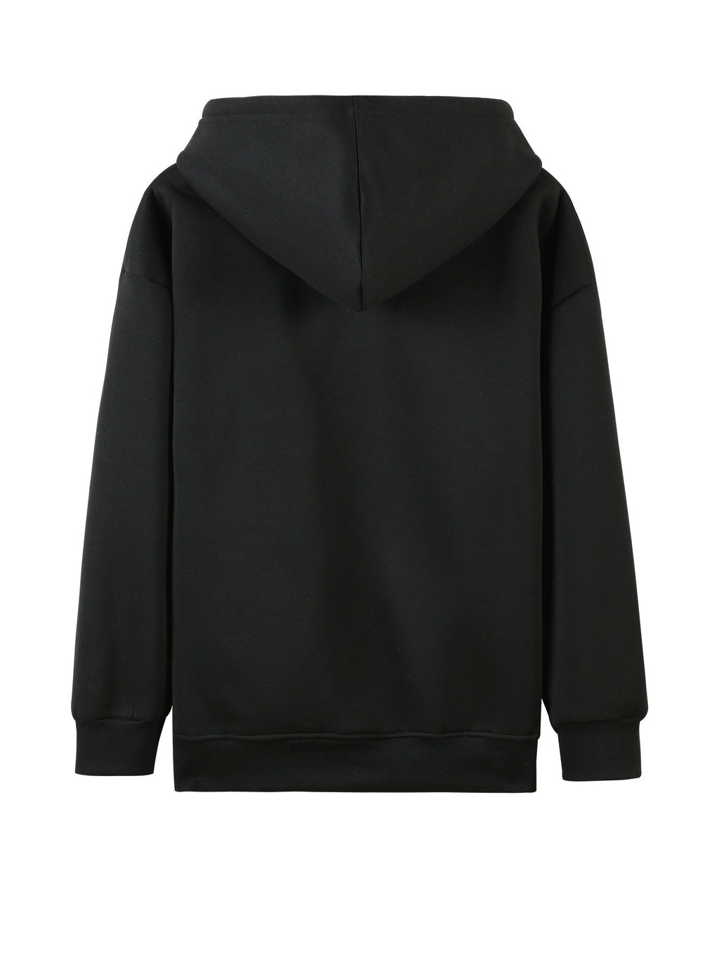Plus Size - Plus Size - Women'S Plus Size Casual Zip Hoodie with Striking Heart Print, Chest And Sleeve Pattern, Comfortable Machine-Washable Hooded Jacket, And Long-Sleeve Zippered Sweatshirt with Front Pockets - Black