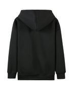 Plus Size - Plus Size - Women'S Plus Size Casual Zip Hoodie with Striking Heart Print, Chest And Sleeve Pattern, Comfortable Machine-Washable Hooded Jacket, And Long-Sleeve Zippered Sweatshirt with Front Pockets - Black