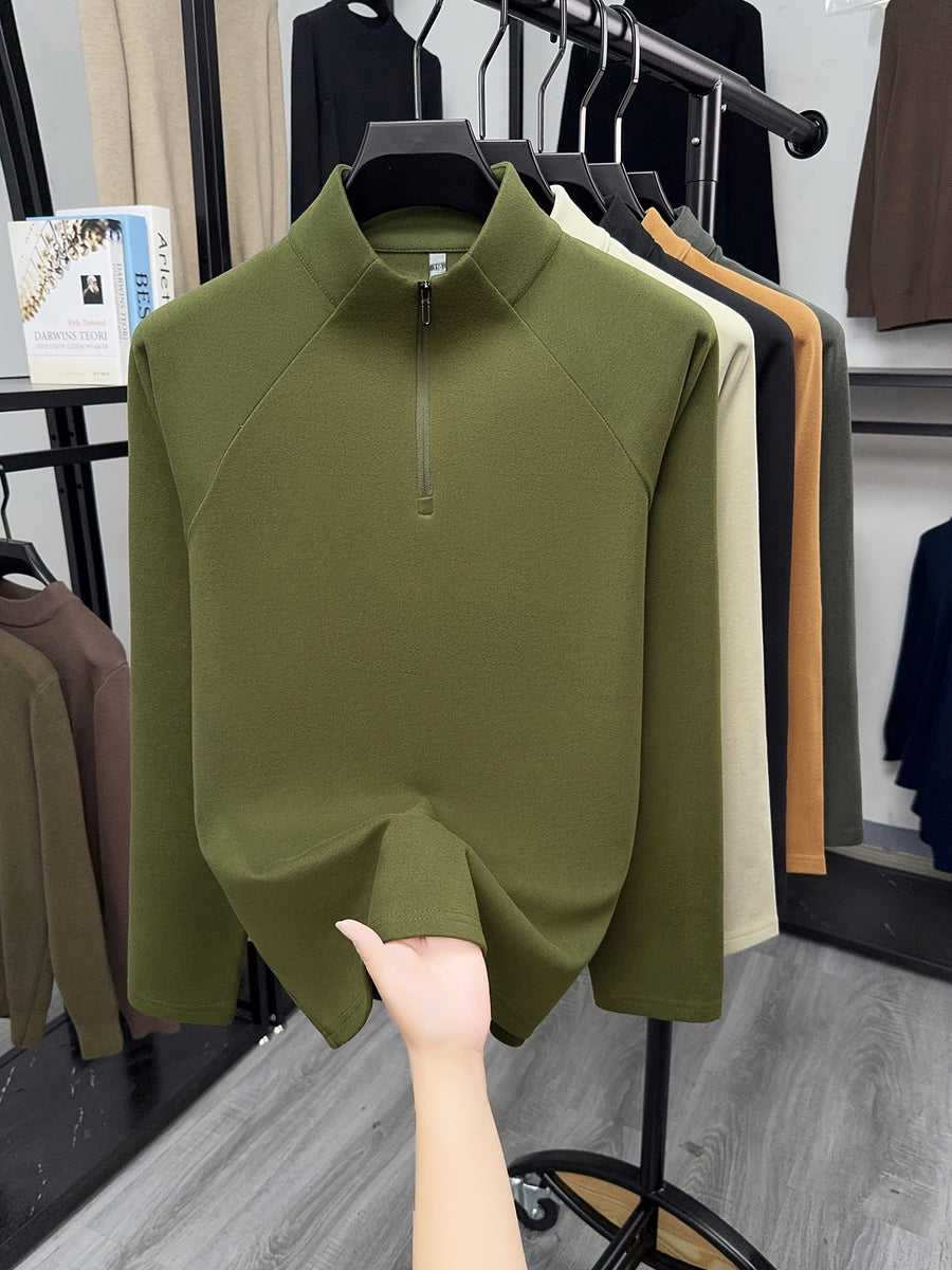 Fathers Day Gift for Men 2026 Early Spring New Half-Zipper Solid Color Men'S Sweatshirt, Easy And Atmospheric Comfortable Breathable, Daily Commute Casual - fern green