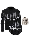 SENMEIGUO New Autumn And Winter Men'S Knitted Warm Sweater with Fashionable Patterns, Casual And Versatile, Semi High Neck And Versatile, Lazy Style Top - Black