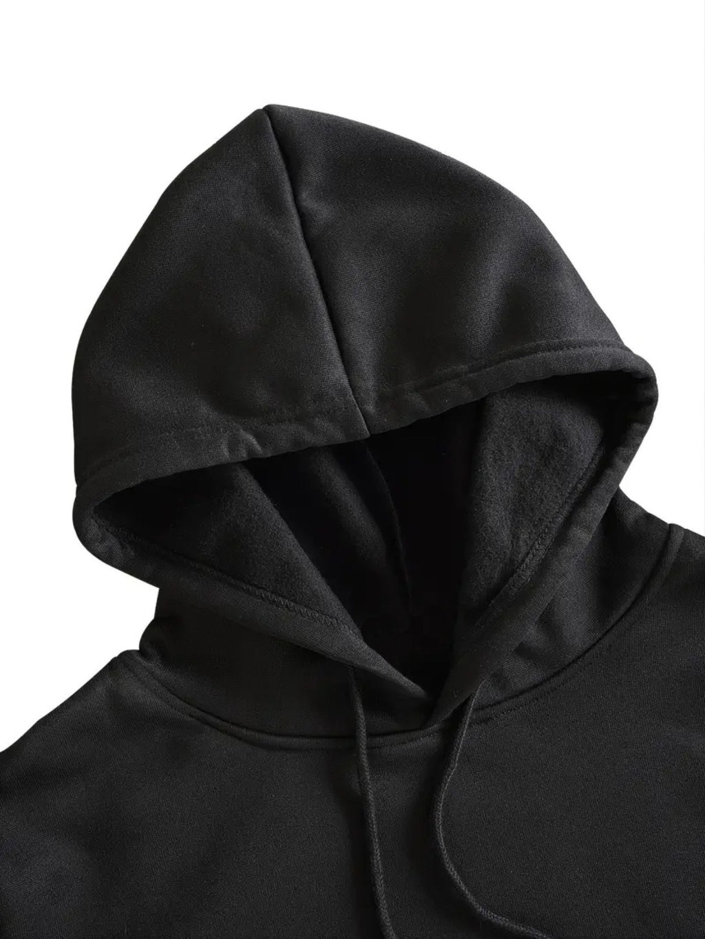 Autumn And Winter ECG Heart Pattern Printed Women'S European And American Fashion Fleece Hooded Sweatshirt Set for ' Casual Wear - Black