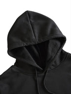 Autumn And Winter ECG Heart Pattern Printed Women'S European And American Fashion Fleece Hooded Sweatshirt Set for ' Casual Wear - Black