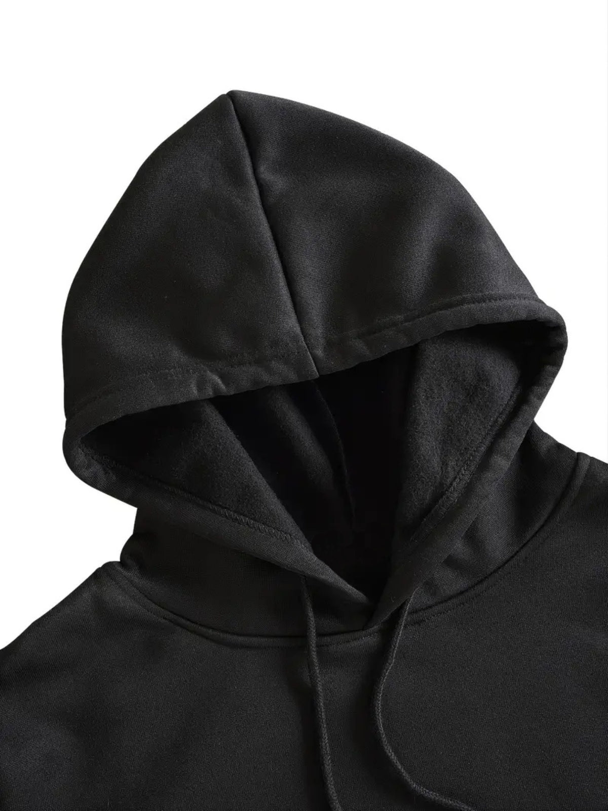 Autumn And Winter ECG Heart Pattern Printed Women'S European And American Fashion Fleece Hooded Sweatshirt Set for ' Casual Wear - Black