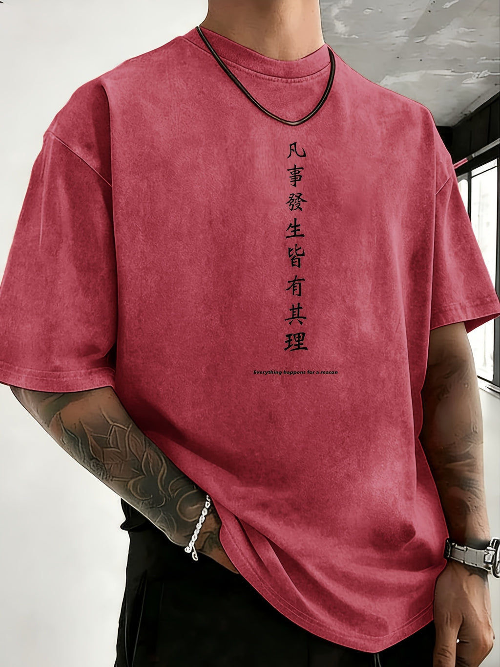 Drop Shoulder Retro Washed Double-Sided Print T-Shirt, Exclusive to Fashionable People, Loose And Comfortable High-Quality Pure Short Sleeves, a Must-Have Top for Street Fashion - Scarlet Red