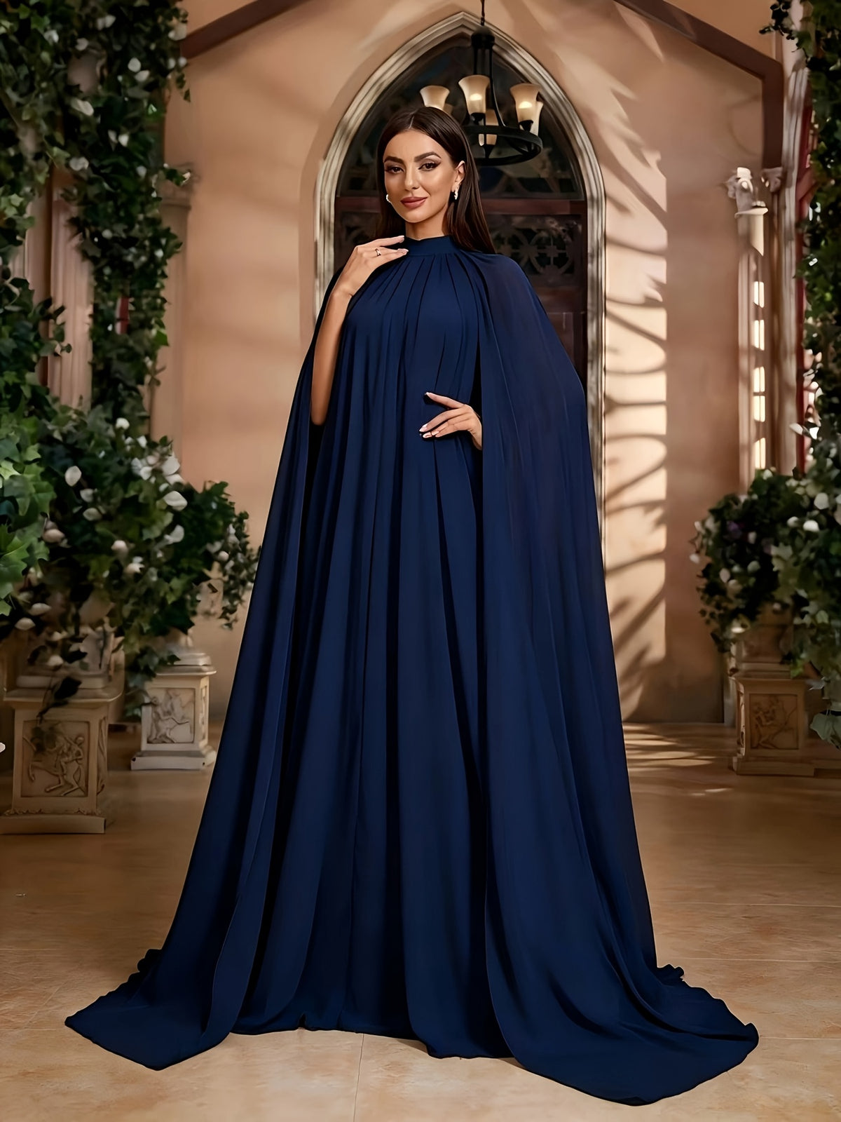 Elegant And Exquisite Evening Dress, Full Skirt Women'S Long Dress, Party Dress, New Women'S Dress, Hosting Performance Dress, Bridesmaid Dress, Casual Dress, Prom Dress, Summer Dress, Graduation Dress, Women'S Sexy Performance Dress - Navy Color