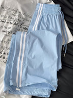 New Arrival High Waist Loose Quick Dry Pants with Drawstring Foot Opening for Multi-Wearing, 3-Color - Sky Blue