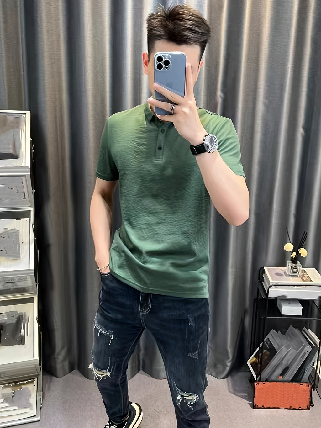 Men'S Breathable Lightweight Nylon Polo Shirt - Durable Summer Casual Business Top - Dark Green