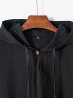 Men'S Solid Color Sleeveless Fashion Sports Hooded Top - Black