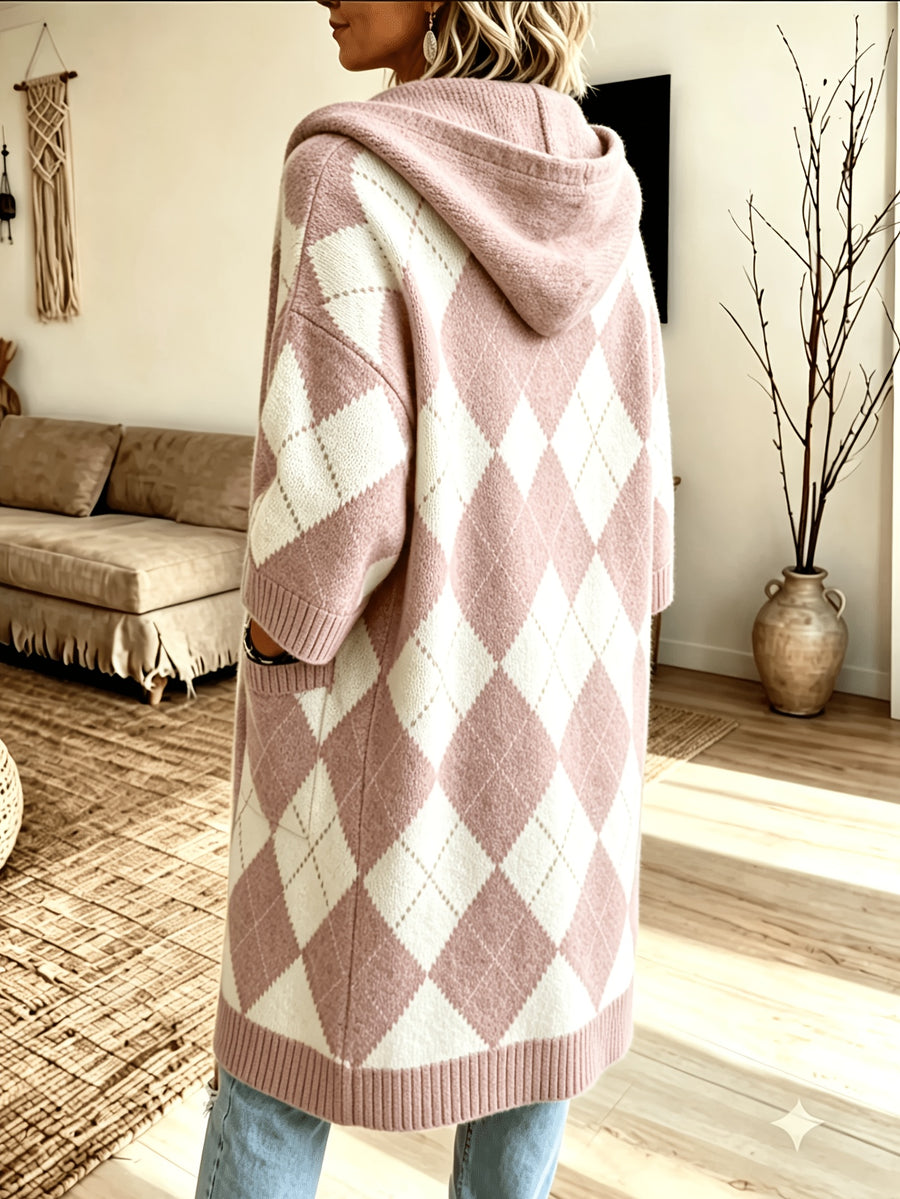 Plus Size - Women'S Elegant Casual Cute Lapel Spring Autumn Winter Soft Warm Gentle Sweater Long Sleeve Jacket Knitwear Jacket Comfortable Soft Warm Beautiful Knitwear - Pink Color